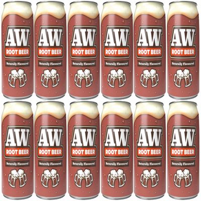 AW Root Beer 330ml x 12 (Naturally Flavoured) Fridge Pack Cans - Carbonated Vanilla and Root Beer Flavour Soft Drink I American Drinks