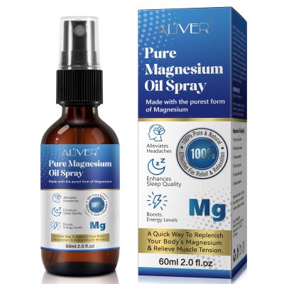 Magnesium Oil Spray, 100% Pure Magnesium Chloride, Magnesium Spray for Feet, Alleviates Headaches, Boosts Energy Levels, Relieves Muscle Tension 60ml
