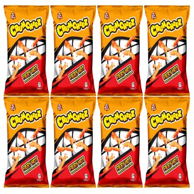 Inventure Cruncheez Fiery Hot Flavoured Crunchy Corn Snack 150g x 8 (Gluten Free) 100% Backed