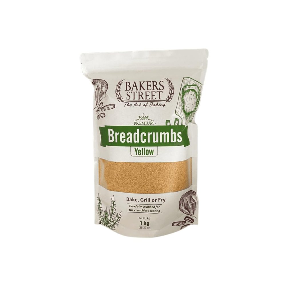 Bread Crumbs 1kg Packets by Bakers Street (Yellow) - Crispy & Light Coating for Frying & Baking Ideal for Chicken, Fish, Vegetables & Casseroles Even Texture, Resealable Pack