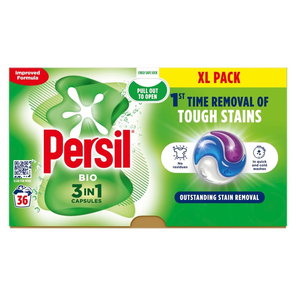 Persil Bio 3 in 1 Laundry Washing Detergent Capsules 36 Washes
