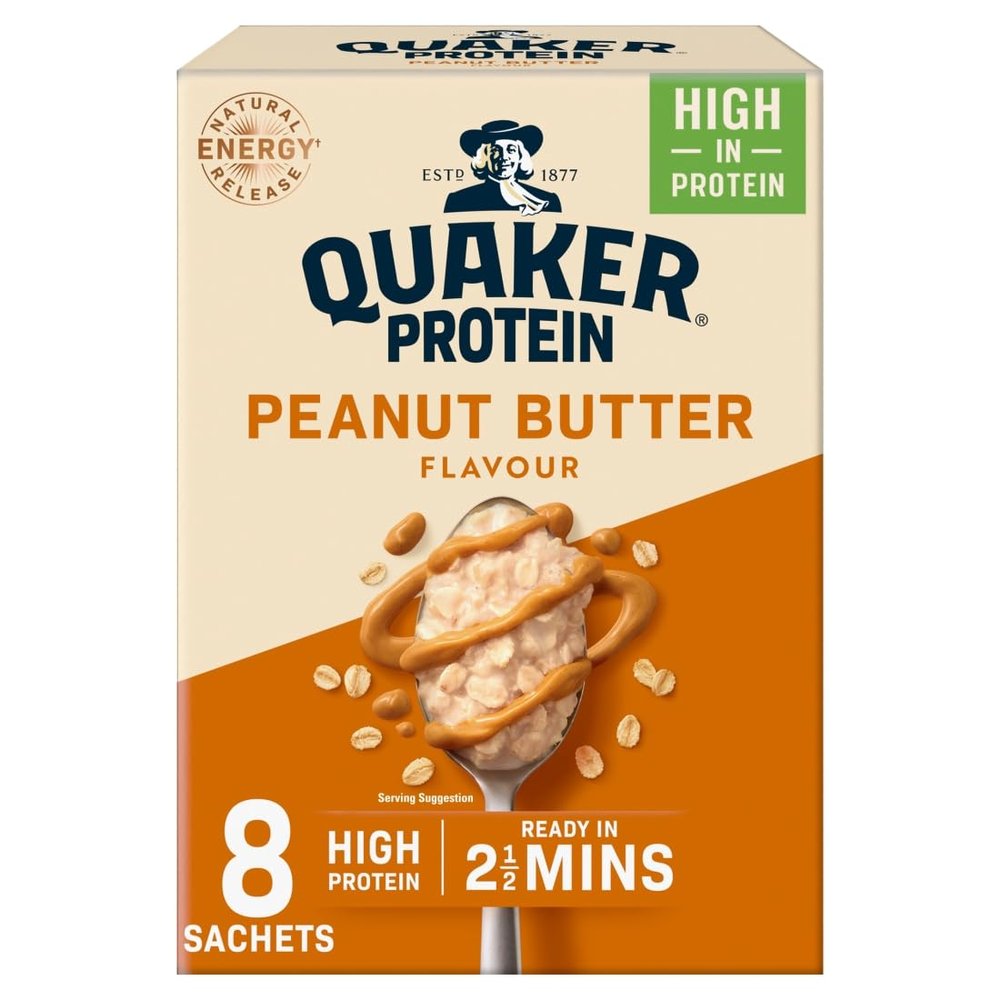Quaker High in Protein Peanut Butter Porridge Sachets 8x43g (Pack of 6)