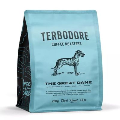 Terbodore | Great Dane Coffee Beans | 250g Bag | Delicious Dark Roast Bean | Strong | Full Bodied | Smooth Finish | Premium Grade Whole Bean | Home or Cafe | Original Strong Coffee Beans
