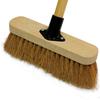 10 Soft Broom Indoor with Wooden Handle Natural Coco Bristles Sweeping Brush with Durable Support Bracket for Cleaning Any Surface Wooden Floor Decking and Paving Slabs (Pack of 1) view 3