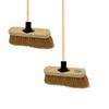 10 Soft Broom Indoor with Wooden Handle Natural Coco Bristles Sweeping Brush Durable Support Bracket Cleaning Any Surface Wooden Floor Decking Paving Slabs (2, [Softer Coco Bristles]) view 1