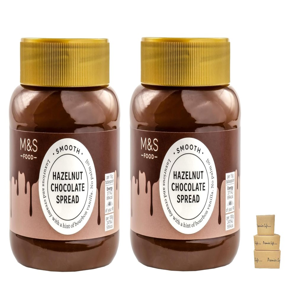 M&S Marks & Spencer Smooth Hazelnut Chocolate Spread with Bourbon Vanilla, Vegetarian, 400g (2 Pack)