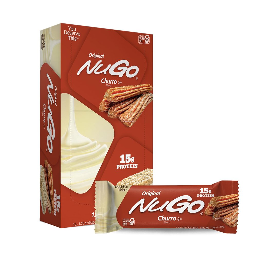 NuGo Protein Bar Churro 11g Protein Gluten Free Pack of 15