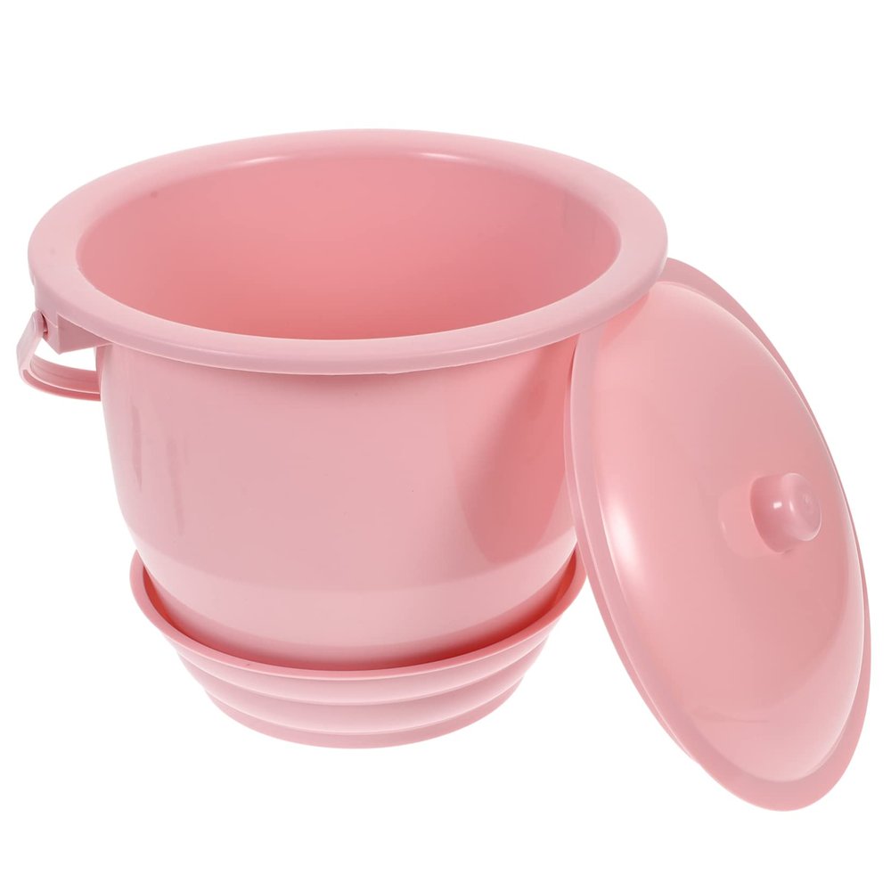 NOLITOY Urinal Bottle Chamber Pot with Lid Compact Portable Plastic Urine Pot for Elderly Women Night Use Pink