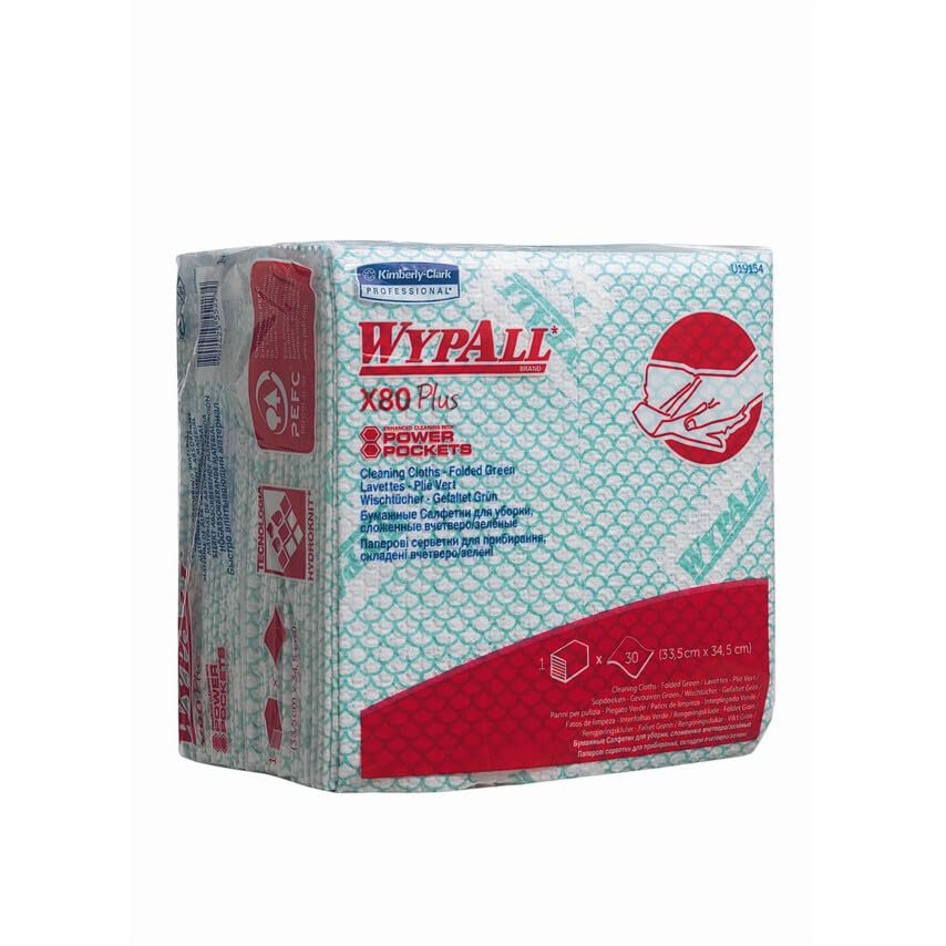 AllStyle By Patel X80 Plus Cloths, Green, 1/4 Fold, Pack of 240 (8 Packs x 30 Cloths)