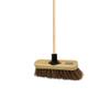 10 STIFF Broom Indoor with Wooden Handle Natural Bassine Bristles Sweeping Brush with Durable Support Bracket for Cleaning Any Surface Wooden Floor Decking and Paving Slabs (Pack of 2) view 2
