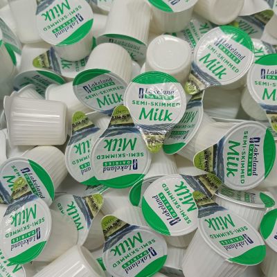 35x Semi-skimmed UHT Milk 12ml Individually Wrapped Mini Portions Pots Jiggers Lakeland