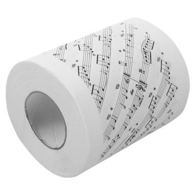 FOYTOKI Music Notes Toilet Paper Roll, Printed Soft Toilet Tissue for Bathroom, Decorative Single Roll Napkin with Creative Music Note Pattern, Suitable for Home and Office Use