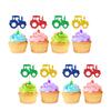 24pcs Tractor Cupcake Toppers, Farm Tractor Cupcake Toppers, Colorful Glitter Truck Car Cupcake Picks for Baby Shower, Construction Themed Birthday Party Supplies view 1