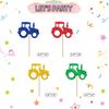 24pcs Tractor Cupcake Toppers, Farm Tractor Cupcake Toppers, Colorful Glitter Truck Car Cupcake Picks for Baby Shower, Construction Themed Birthday Party Supplies view 2