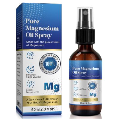 Magnesium Spray, Magnesium Oil for Feet, Pure Magnesium Oil Spray for Sleep, Topical Magnesium Spray, 100% Pure and Organic, Glass Bottle, Travel Size 60ml