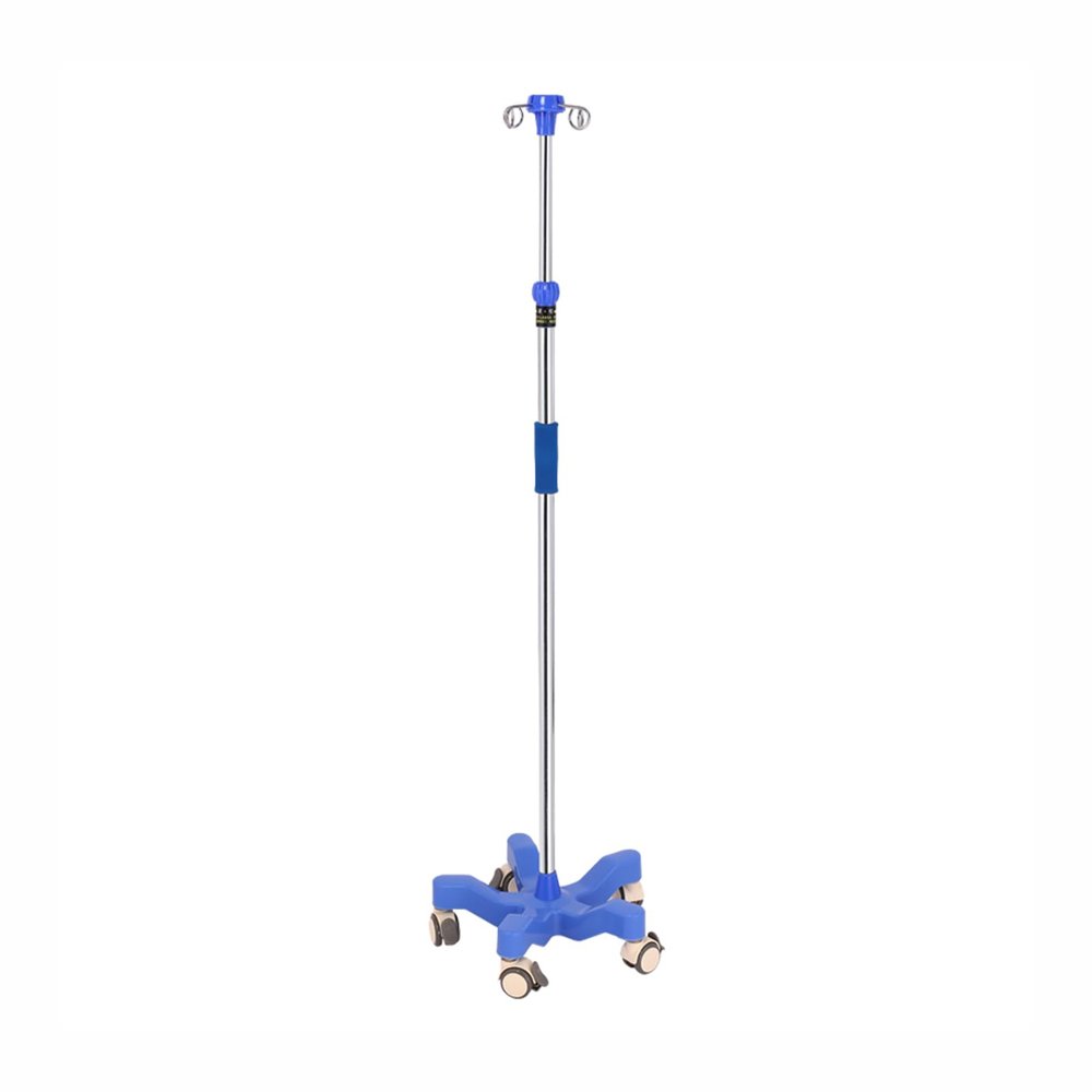 UPJAKS IV Pole w/Wheels Steel Portable 5-Leg Iv Fluid Bag Stand w/4 Hooks Rolling Adjustable Height Infusion Stand for Hospital Clinic Home