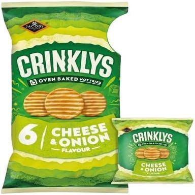 FreshCart Basics Jacob's Crinklys Cheese & Onion Snacks Biscuits, 6 Pack, 138G, 4 Pack, Vegetarian, Oven Baked, Premium Quality