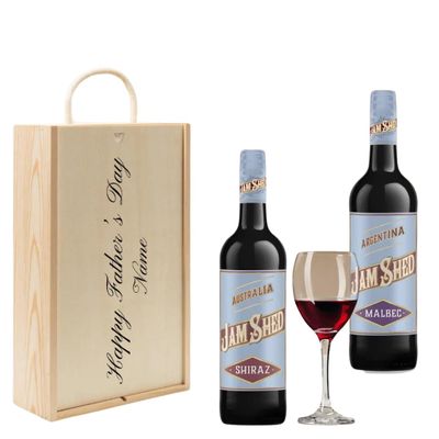 Personalised Jam Shed Red Wine Gift Set - (2 x 75cl) (Father's Day, 750ml, Red Wine)