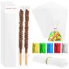 400 Pcs Cellophane Treat Bags 4"x6" and Pretzel Rod Bags 2"x10" with 50ct 6-inch Paper Lollipop Sticks,200ct Twist Ties for Treat Pretzel Candy Cookie Lollipop for Party Favors Christmas, Halloween view 1