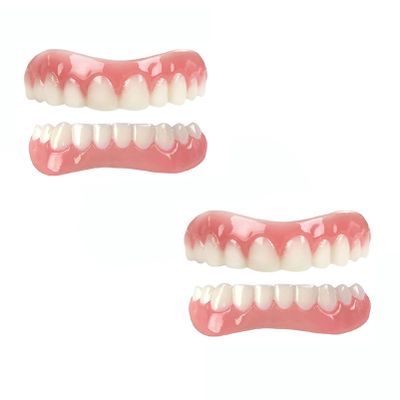 Flipped Warmth 1 Pair Cosmetic Teeth False Teeth Veneers, Clip in Veneers Teeth Dentures Top And Bottom Fake Teeth Cosmetic Teeth Whitening Temporary Prosthesis Teeth for Men And Women