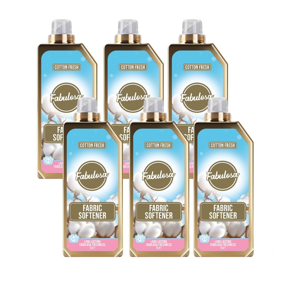 Fabulosa Fragranced Laundry Fabric Softener, Clothes Softener and Freshener, Long Lasting Fragrance, Fabric Care, Perfect Laundry Partner, 198 Washes, 6 Pack, Cotton Fresh