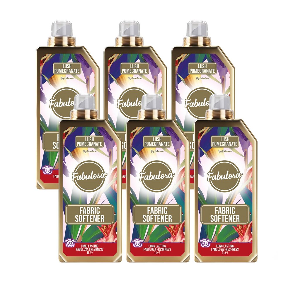 Fabulosa Fragranced Laundry Fabric Softener, Clothes Softener and Freshener, Long Lasting Fragrance, Fabric Care, Perfect Laundry Partner, 198 Washes, 6 Pack, Lush Pomegranate
