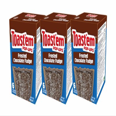 Toast'em Pop-Ups Frosted Chocolate Fudge 288g x 3 Packs | 6 Toaster Pastries per Box | Toaster Pastries | American | Similar to Pop Tarts