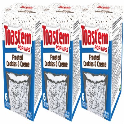 Toast'em Pop-Ups Frosted Cookies & Crme 288g x 3 Packs | 6 Toaster Pastries per Box | Toaster Pastries | American | Similar to Pop Tarts