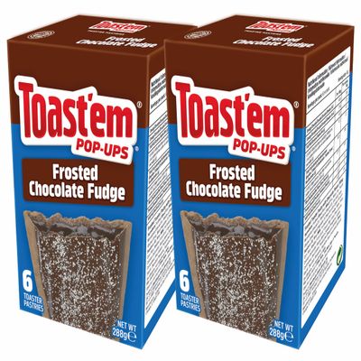 Toast'em Pop-Ups Frosted Chocolate Fudge 288g x 2 Packs | 6 Toaster Pastries per Box | Toaster Pastries | American | Similar to Pop Tarts