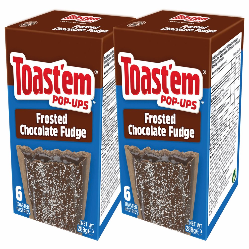 Toast'em Pop-Ups Frosted Chocolate Fudge 288g x 2 Packs | 6 Toaster Pastries per Box | Toaster Pastries | American | Similar to Pop Tarts