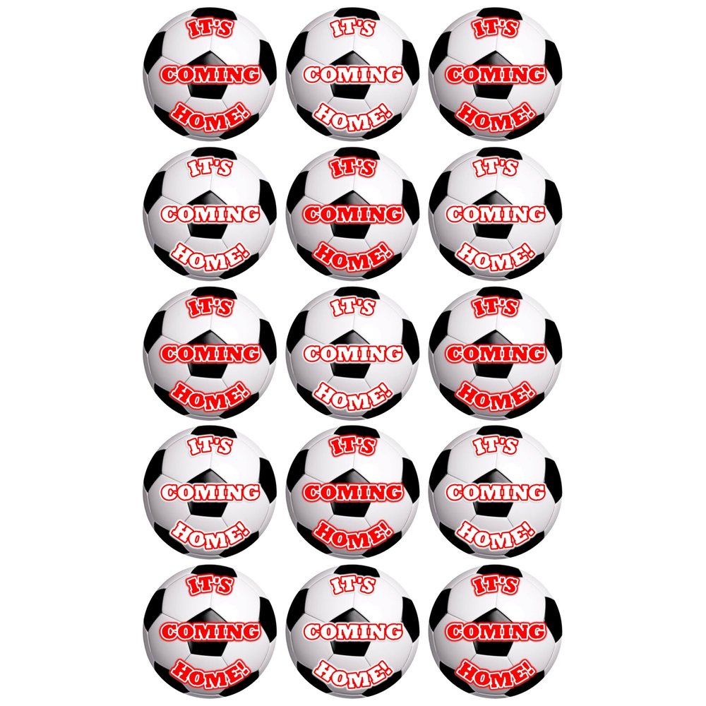15 x It's Coming Home Football Mix Edible Wafer or Icing Cupcake Topper Fun Sports Party Cake Decorations Perfect For Brownies Cookies Muffins & More! (Edible Wafer Card)