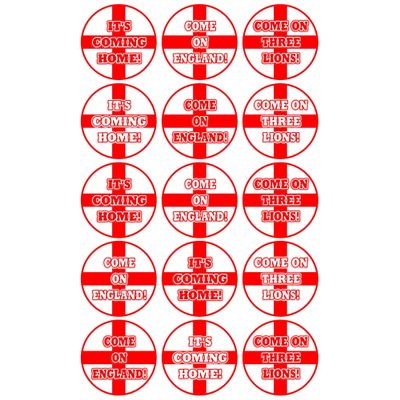 15 x England Flag Football Fan Party Mix Edible Wafer or Icing Cupcake Topper Fun Sports Party Cake Decorations Perfect For Brownies Cookies Muffins & More! (Premium Icing Sheet)