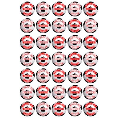35 x Come On Three Lions Football Mix Edible Wafer or Icing Cupcake Topper Fun Sports Party Cake Decorations Perfect For Brownies Cookies Muffins & More! (Premium Icing Sheet)