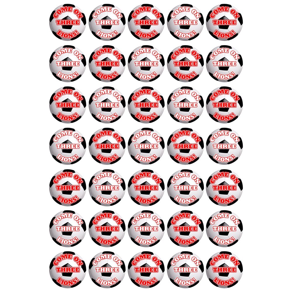 35 x Come On Three Lions Football Mix Edible Wafer or Icing Cupcake Topper Fun Sports Party Cake Decorations Perfect For Brownies Cookies Muffins & More! (Premium Icing Sheet)