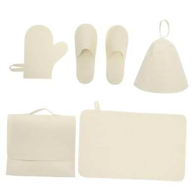 FOYTOKI Men Sauna Accessories Kit Sauna Hat Felt Gloves Bath Mat Slipper Storage Bag Comfortable Spa