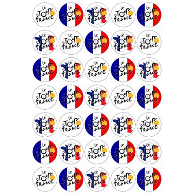 35 x Tour De France Mix Edible Wafer or Icing Cupcake Topper Fun Sports Party Cake Decorations Perfect For Brownies Cookies Muffins & More! (Edible Wafer Card)