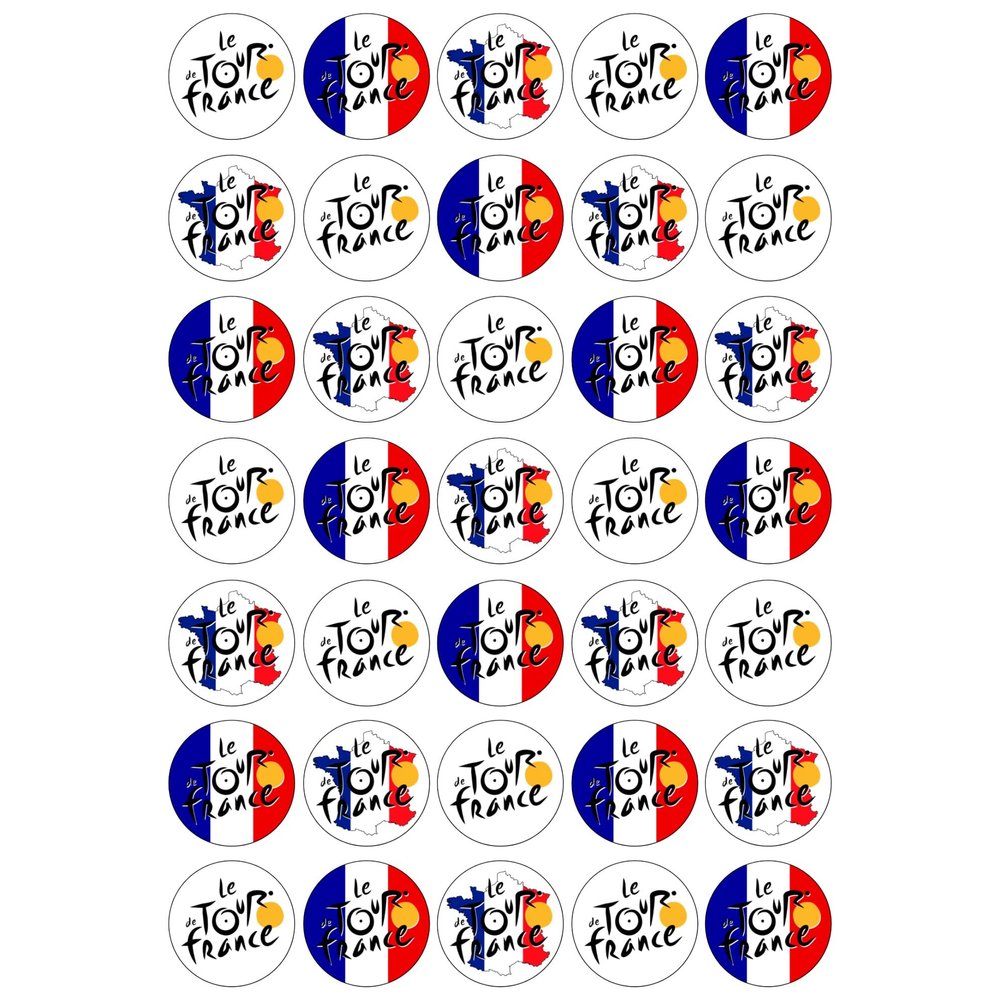 35 x Tour De France Mix Edible Wafer or Icing Cupcake Topper Fun Sports Party Cake Decorations Perfect For Brownies Cookies Muffins & More! (Edible Wafer Card)