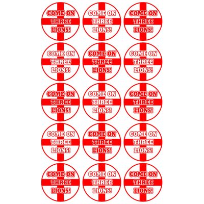 15 x Come On Three Lions Flag Mix Edible Wafer or Icing Cupcake Topper Fun Football Party Cake Decorations Perfect For Brownies Cookies Muffins & More! (Premium Icing Sheet)