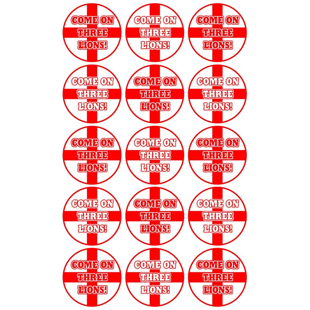 15 x Come On Three Lions Flag Mix Edible Wafer or Icing Cupcake Topper Fun Football Party Cake Decorations Perfect For Brownies Cookies Muffins & More! (Premium Icing Sheet)