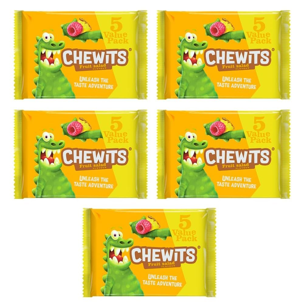 Chewwits Fruit Salad 5 Pack - Juicy Fruit Salad Chews Perfect As a Sweet Treat Or Snack - Suitable For Vegans - Pack of 5