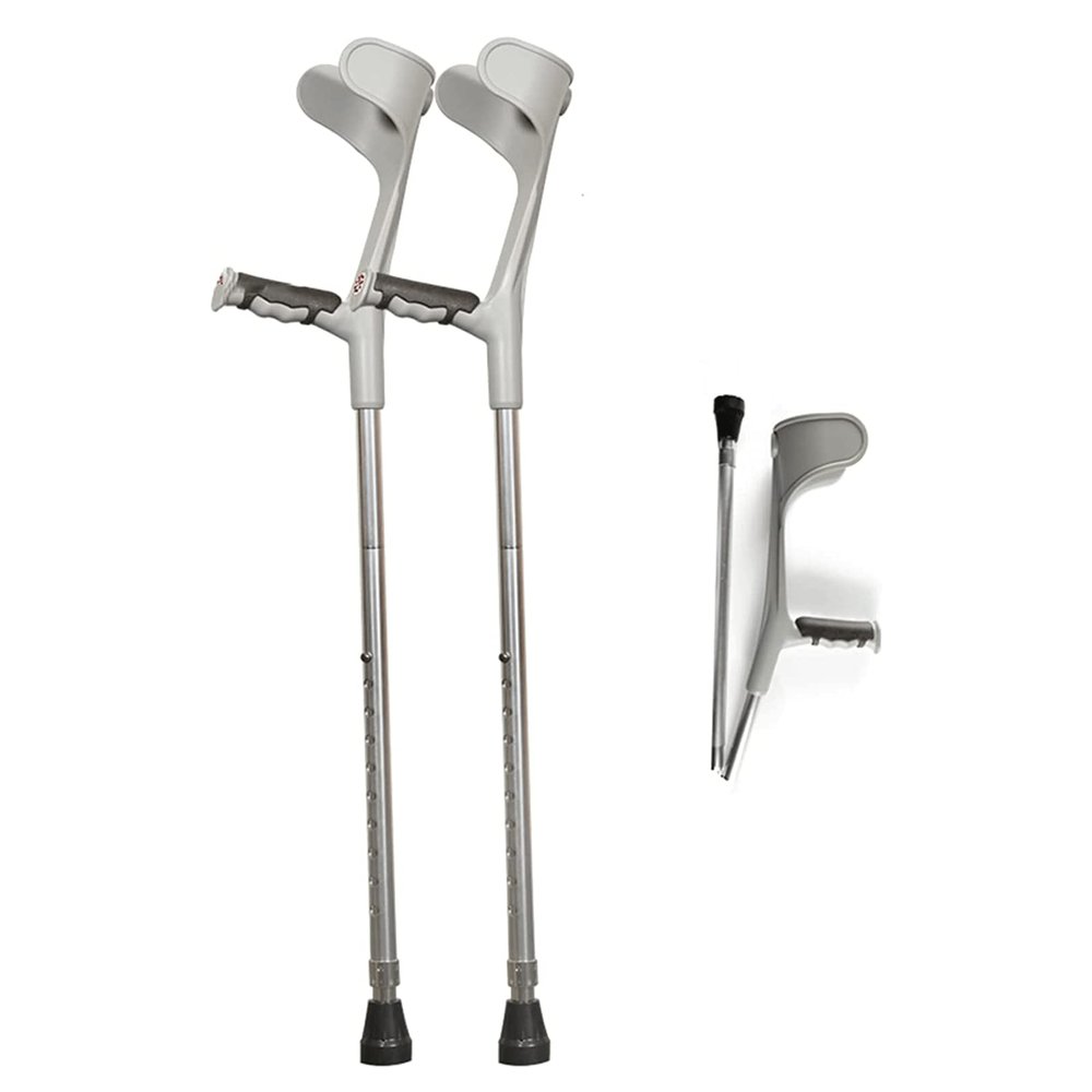 1 Pair Forearm Crutches Lightweight Folding Aluminum Elbow Crutches Adjustable Height Assisted Walking Crutches w/Comfortable Grip for Adults Women Me Lucky Star