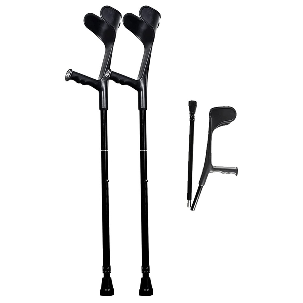 1 Pair Forearm Crutches Lightweight Folding Aluminum Elbow Crutches Adjustable Height Assisted Walking Crutches w/Comfortable Grip for Adults Women Me Lucky Star