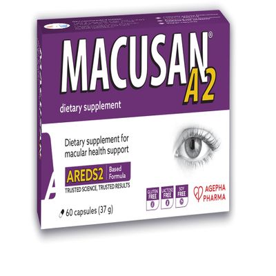 Macusan A2 AREDS2 Formula | Eye Health Dietary Food Supplement with Lutein, Zeaxanthin & Vitamins | Supports Vision & Helps Manage Age-Related Macular Degeneration (AMD) | 60 Capsules