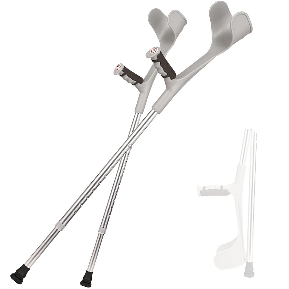 HIARAN Folding Crutch for Adults/Silver Lightweight Folding Crutches for Men/Women, Ergonomic Adjustable Walking Aids Lucky Star