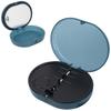 Linkidea Double-Layer Storage Case with Mirror for Retainer, Portable Aligner Container Box with Removal Tool, Brush, Child Mouth Guard Denture Holder with Magnetic Closure (Blue) view 1