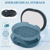 Linkidea Double-Layer Storage Case with Mirror for Retainer, Portable Aligner Container Box with Removal Tool, Brush, Child Mouth Guard Denture Holder with Magnetic Closure (Blue) view 4