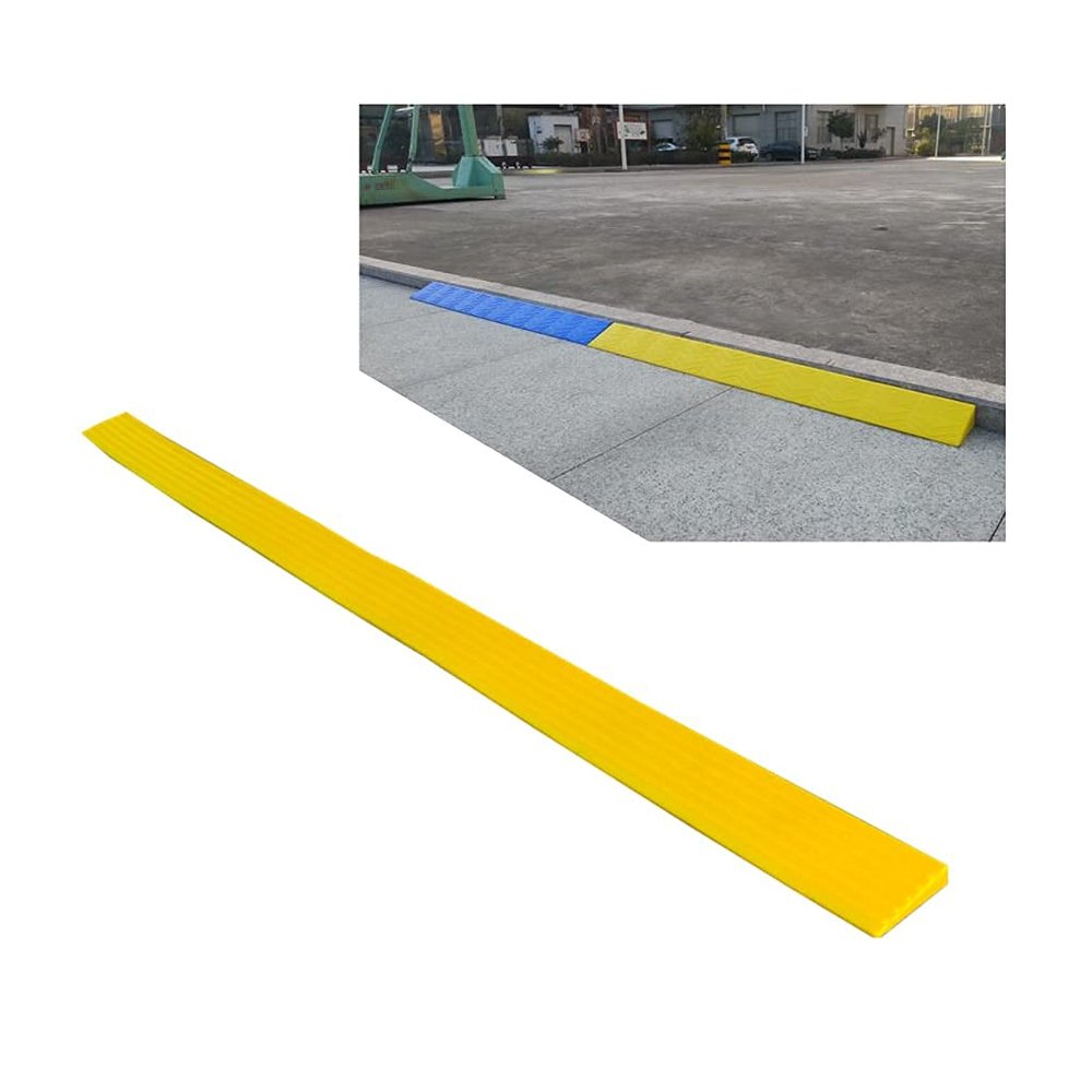 1/1.5 cm Solid Rubber Triangle Curb Ramps, Portable Indoor Wheelchair Threshold Ramp Indoor Step Pad Baby Carriage Troey Mat/Yeow/98X5X1Cm(38.6X2X0.4Inch)