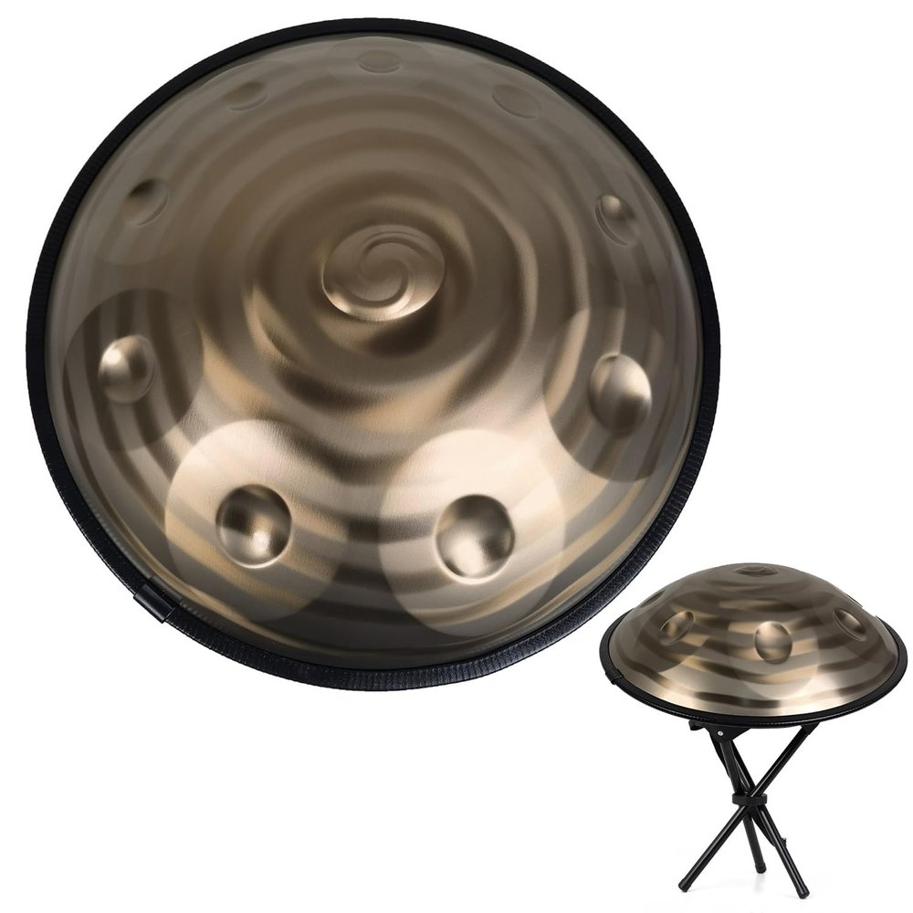 10 Notes 432Hz/440Hz Handpan Drum Steel Hand Drum D-Moll mit weichem Handpan-Etui, robustem Stnder, Schlgeln und staubfreiem Tuch (Gre: 432 Hz)