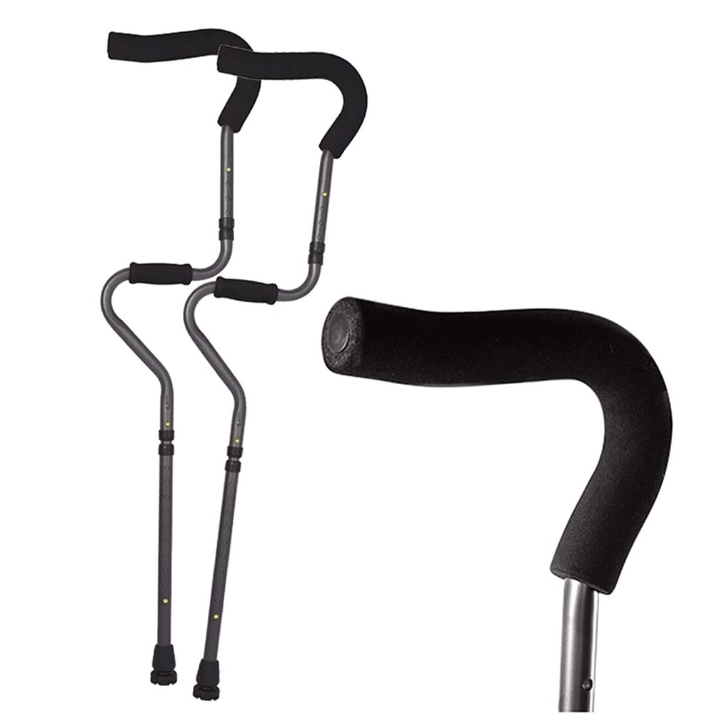 1 Pair Adult Crutches for Walking Folding Walking Cane S-Type Underarm Crutches Aluminum Adjustable Height Armpit Crutches for 61-75in Adult Tall Lucky Star