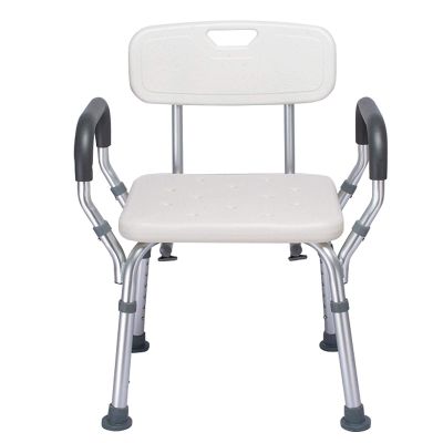 Shower Chair, Shower Chairs for The Elderly, Shower Bench Seat for Disabled, Bath Stool for Showering, Adults Bathroom Bathtub Seat, with Handle and Backrest, White